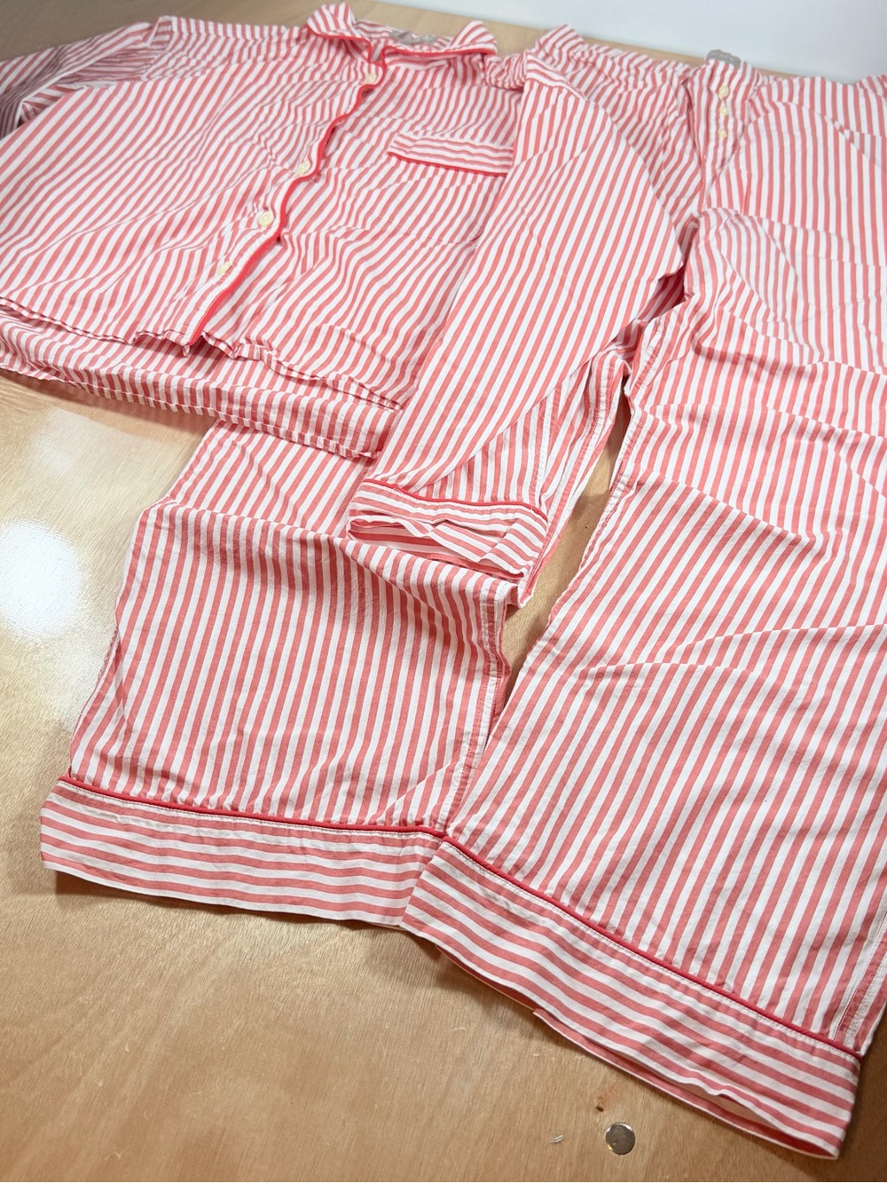 J. Crew light red and White Striped women’s medium Pajama Set